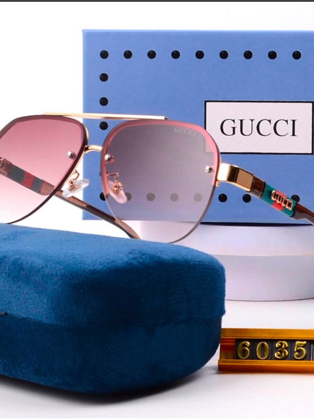 Gradient Lens Sunglasses with Gold Trim